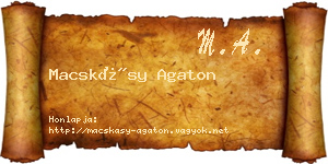 Macskásy Agaton névjegykártya